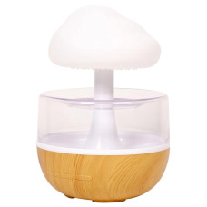 Зволожувач повітря Humidifier Cloud rain у формі гриба з ефектом дощу та нічником 7 кольорів з пультом дерев'яний 207473