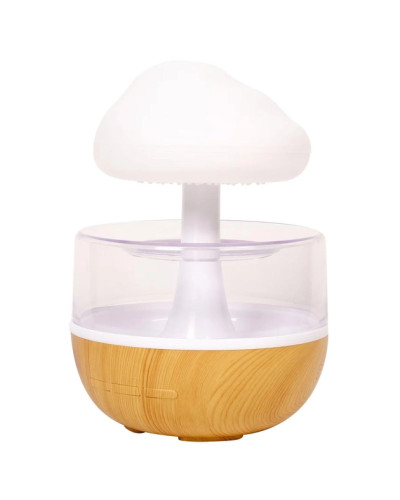 Зволожувач повітря Humidifier Cloud rain у формі гриба з ефектом дощу та нічником 7 кольорів з пультом дерев'яний 207473