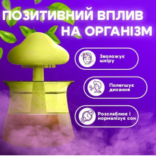 Зволожувач повітря Humidifier Cloud rain у формі гриба з ефектом дощу та нічником 7 кольорів з пультом дерев'яний 207473