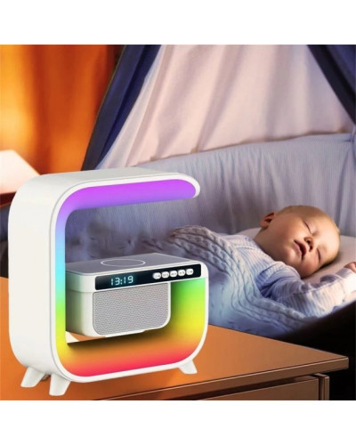 Нічник акумуляторний RGB G3 з бездротовою зарядкою та Bluetooth колонкою 207498