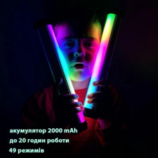 Лампа - світлодіодна RGB LED RL-30SL 30см (лампа - палиця, 2000mAh, до 20 годин роботи, 49 режимів, для відеозйомки, жезл, з магнітами) - Чорний 207516