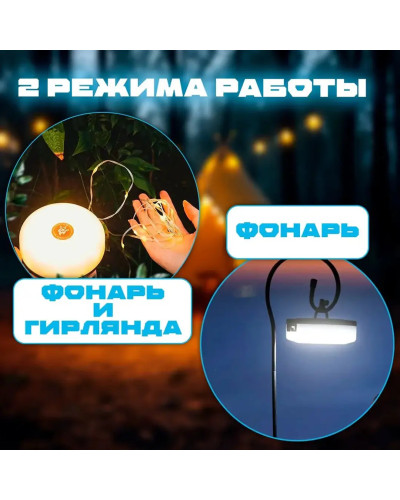 Ліхтар з підвісною гірляндою 10 м для кемпінгу з магнітом KXK-828 Туристична гірлянда з USB-зарядкою 207643