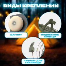 Ліхтар з підвісною гірляндою 10 м для кемпінгу з магнітом KXK-828 Туристична гірлянда з USB-зарядкою 207643