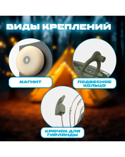 Ліхтар з підвісною гірляндою 10 м для кемпінгу з магнітом KXK-828 Туристична гірлянда з USB-зарядкою 207643