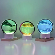 Настільна лампа піски гори 3D нічник з USB, RGB і підставкою, рухомі піски годинник 16 см 207767