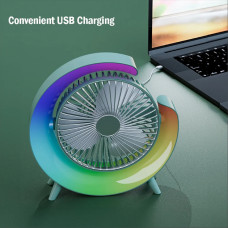 Мини вентилятор настольный аккумуляторный от USB электронный со светодиодной подсветкой 235х235х50 мм 208450