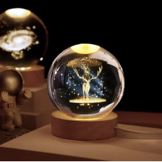 Декоративний 3D нічник кришталева куля "Чарівний Олень" 208474