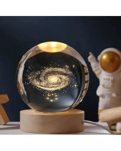Декоративний 3D нічник кришталева куля "Галактика" 208476