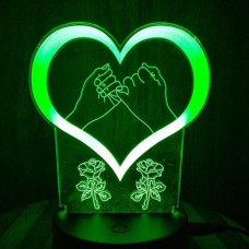 Сенсорний 3D нічник проектор, настільний LED світильник "Серце дружби" 16 кольорів 208493
