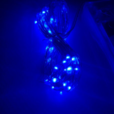 Різдвяна гірлянда 200 Led 20м на мідному дроті (Крапля роси) В Синя від батарейок + USB 208685