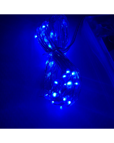 Різдвяна гірлянда 200 Led 20м на мідному дроті (Крапля роси) В Синя від батарейок + USB 208685
