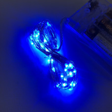 Різдвяна гірлянда 200 Led 20м на мідному дроті (Крапля роси) В Синя від батарейок + USB 208685