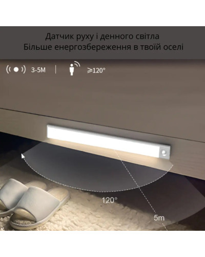 Акумуляторна LED лампа на магнітах з датчиком руху GreenBar L911A-400 60см 208751