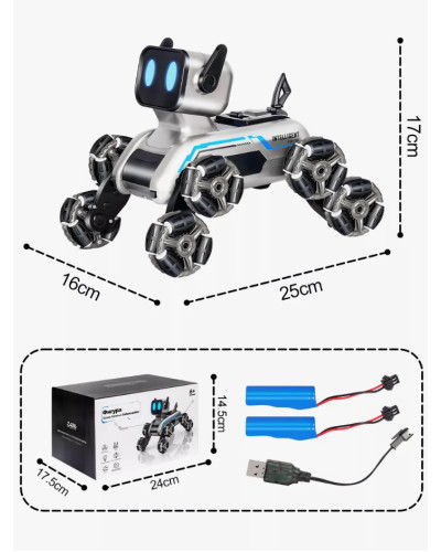 Механічний пес з музикою, дистанційним керуванням та 8 колесами Stunt Robot Dog 208838