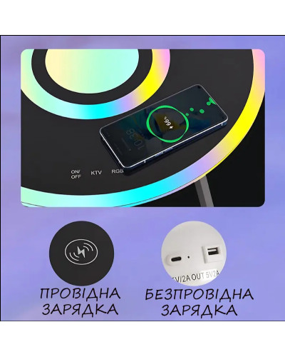 Світлодіодний стіл, розумний бічний столик з закаленого скла, сенсорний екран, розумний музичний столик з динаміком 209142