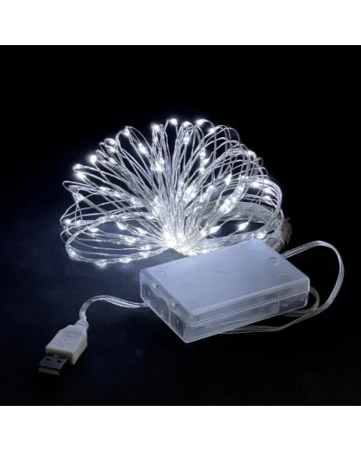Гірлянда рожева нитка світлодіодна 3 м на батарейках та на USB 209199