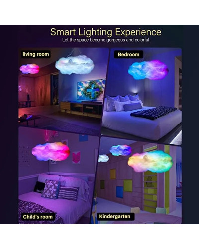 Світлодіодна 3D LED лампа у вигляді хмаринки з управлінням від телефона-пульта та RGB підсвіткою Cloud Light 209242